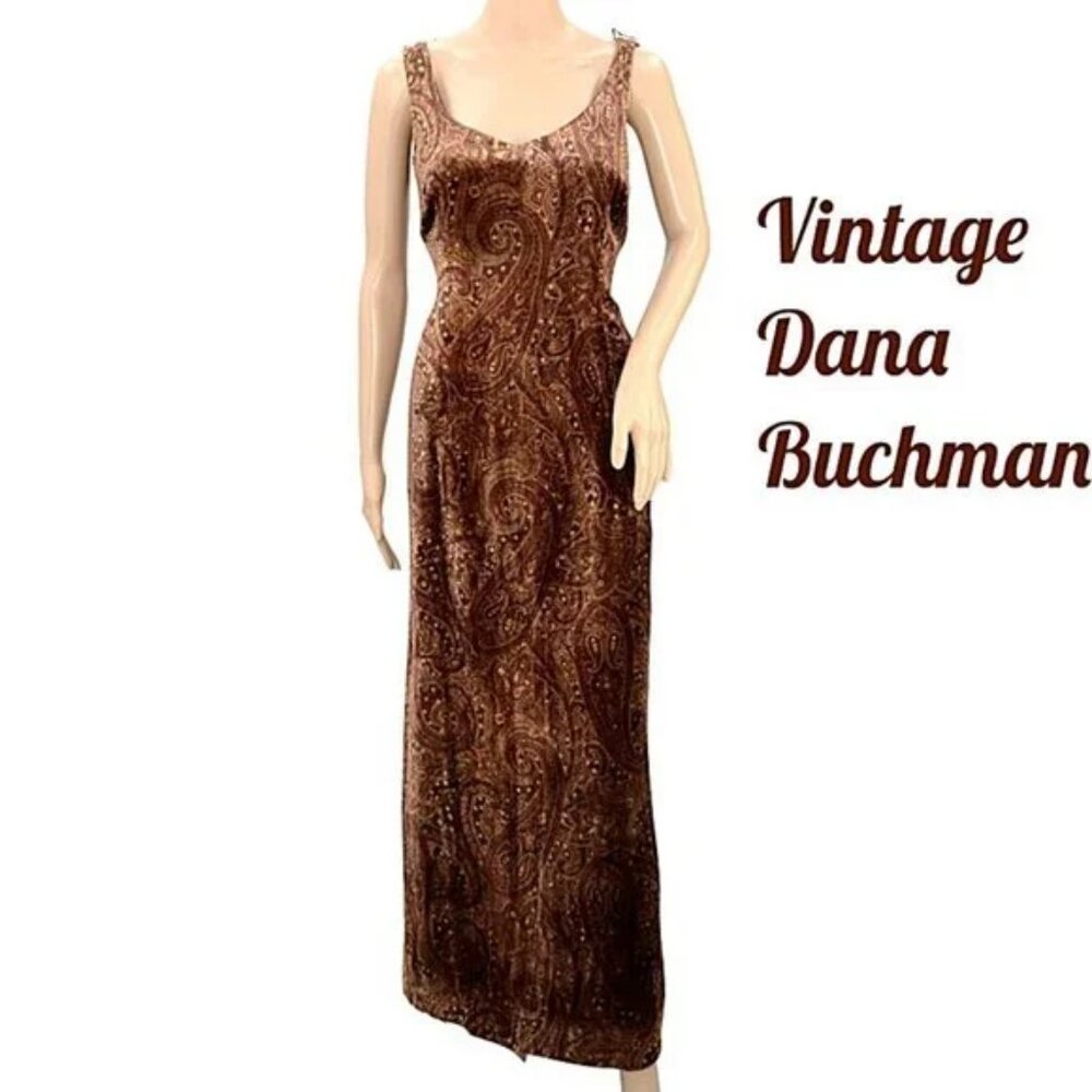 Vintage Buchman Brown Green Copper Paisley Velvet Peplum Top Jacket  Blazer L 10 - Picture 4 of 6